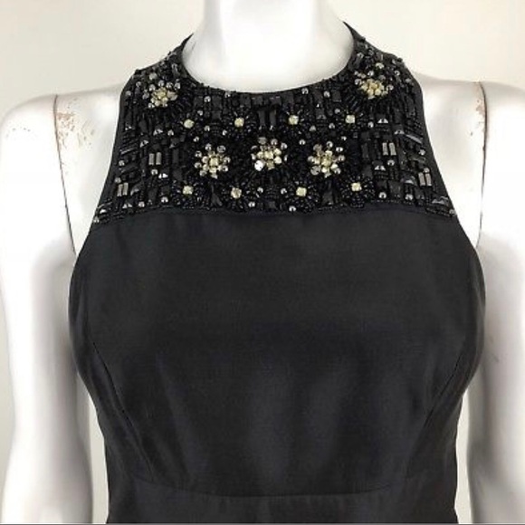 Tibi Size 4 Sigfried Black Satin Beaded Dress - Picture 2 of 7